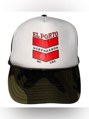 El Porto Surfboards Hat Trucker Snapback Camo Mesh Surf Skate SoCal Cap